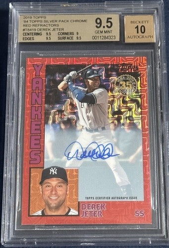 2019 Topps Silver Pack Chrome Derek Jeter Red Refractor Bgs 9.5 10 Auto /5 Mint