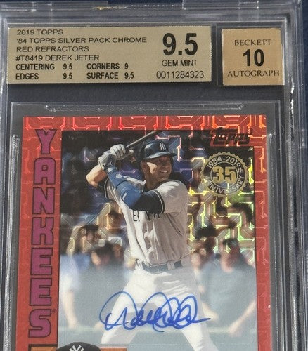 2019 Topps Silver Pack Chrome Derek Jeter Red Refractor Bgs 9.5 10 Auto /5 Mint