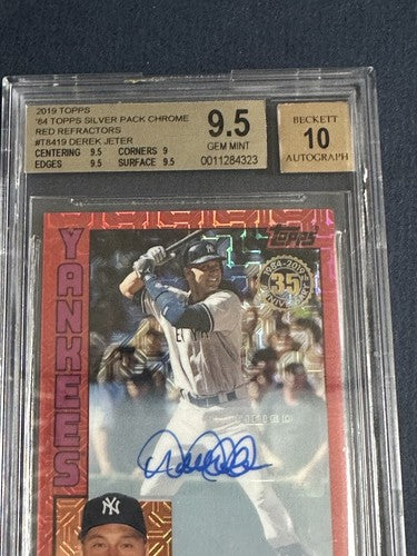 2019 Topps Silver Pack Chrome Derek Jeter Red Refractor Bgs 9.5 10 Auto /5 Mint