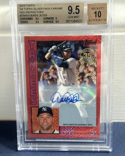 2019 Topps Silver Pack Chrome Derek Jeter Red Refractor Bgs 9.5 10 Auto /5 Mint