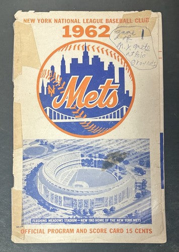 1962 Mets Official Program Score Card 1st Game Polo Grounds Opening Day 4/13/62