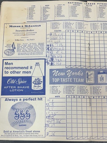 1962 Mets Official Program Score Card 1st Game Polo Grounds Opening Day 4/13/62