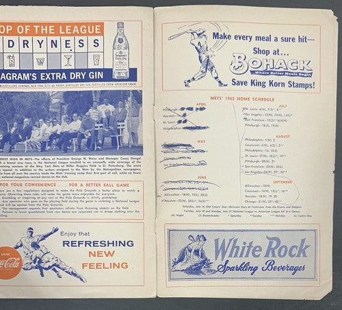 1962 Mets Official Program Score Card 1st Game Polo Grounds Opening Day 4/13/62