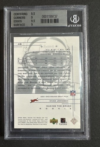 2001 UD GRADED CHAD JOHNSON ROOKIE #48 Action /500 Bgs 9 Mint 2 9.5 Sub Bengals