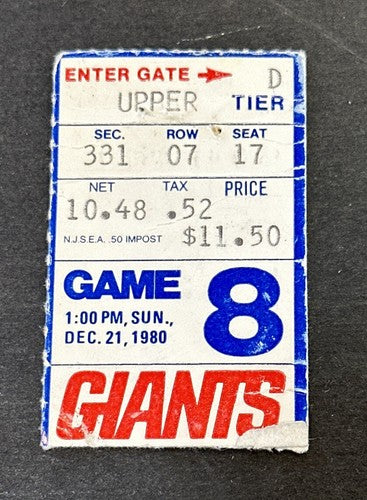 1980 OAKLAND RAIDERS Ny Giants SUPER BOWL YEAR TICKET Stub Jim Plunkett 2 Tds