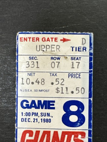 1980 OAKLAND RAIDERS Ny Giants SUPER BOWL YEAR TICKET Stub Jim Plunkett 2 Tds