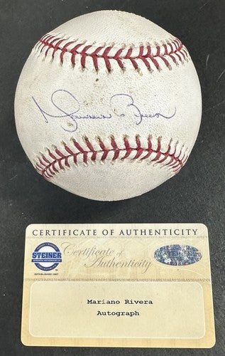 Mariano Rivera Signed Game Used MLB Baseball Yankees Autograph Steiner COA HOF