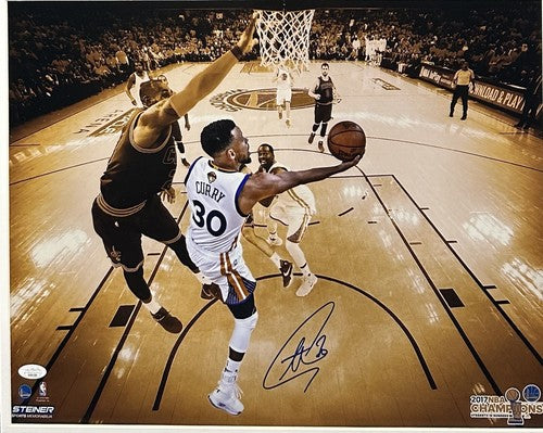 Stephen Curry Signed 16x20 Framed Chrome Finals Photo LeBron Warriors Auto JSA