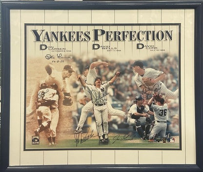 Yankees Perfect Game Signed 16x20 Framed Photo Don Larsen Berra Cone Posada Auto
