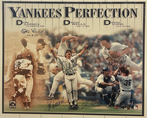 Yankees Perfect Game Signed 16x20 Framed Photo Don Larsen Berra Cone Posada Auto