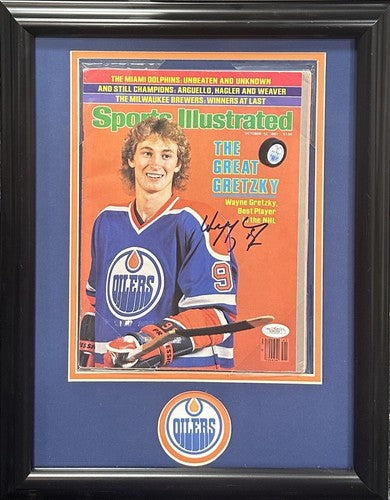 Wayne Gretzky Signed Framed SI Full Magazine Oilers The Great Autograph JSA COA