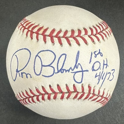 Ron Bloomberg Signed Official AL Baseball Yankees 1st DH 4/6/73 Autograph COA