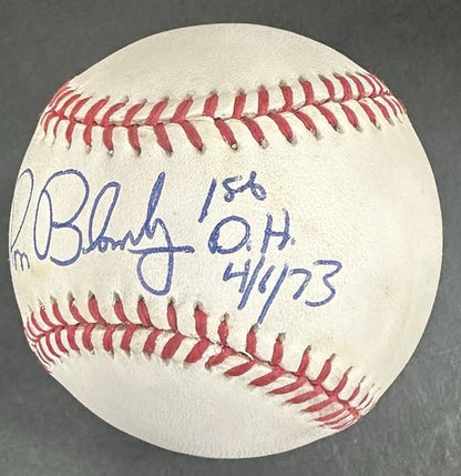 Ron Bloomberg Signed Official AL Baseball Yankees 1st DH 4/6/73 Autograph COA
