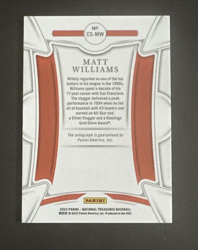 2023 National Treasures Matt Williams Century Gold Mint Auto 1/10 Signed