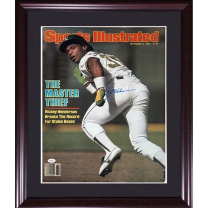 Rickey Henderson Signed 16x20 Framed 1982 SI Cover Photo A’s Autograph JSA COA