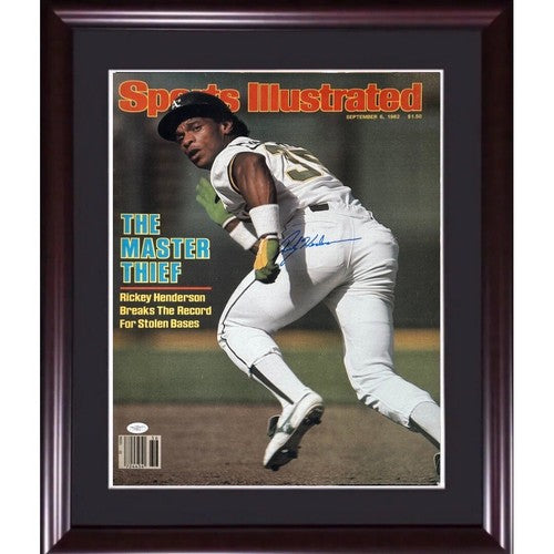 Rickey Henderson Signed 16x20 Framed 1982 SI Cover Photo A’s Autograph JSA COA