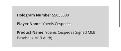 Yoenis Cespedes Signed MLB Baseball Mets A’s Red Sox Autograph Steiner MLB COA