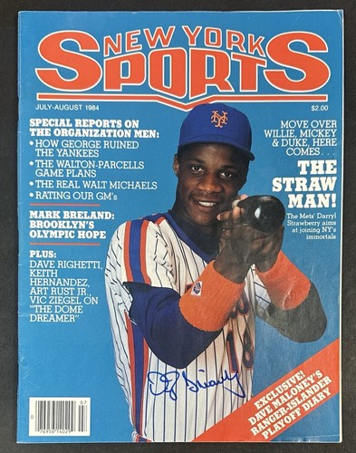 Darryl Strawberry Signed 1984 New York Sports Full Magazine Mets Rookie Auto COA