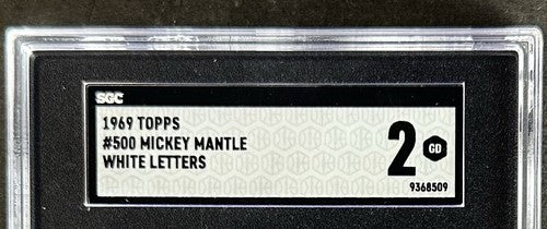 1969 Topps #500 Mickey Mantle White Letters SGC 2 GD Good Last Card Yankees Rare