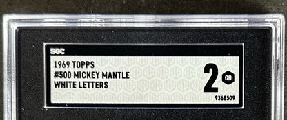 1969 Topps #500 Mickey Mantle White Letters SGC 2 GD Good Last Card Yankees Rare