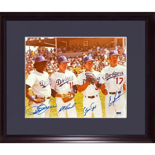 Steve Sax Brock Guerrero Russell Signed 8x10 Framed Photo Dodgers 4 Auto SGC COA