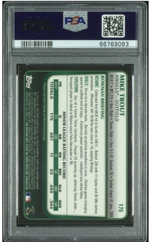 2011 Bowman Chrome Refractor #175 Mike Trout RC Psa 9 Mint Rookie Beauty