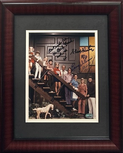 Brady Bunch Cast Signed 8x10 Framed Photo Schwartz Williams Davis Henderson PSA