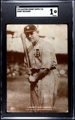 1922 Eastern Exhibit Supply Co. Harry Heilmann Detroit Tigers Postcard SGC 1 PR