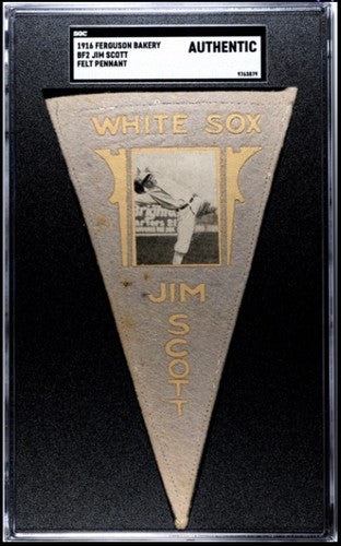 1916 Ferguson Bakery BF2 Jim Scott Gray Felt Pennant SGC Authentic White Sox