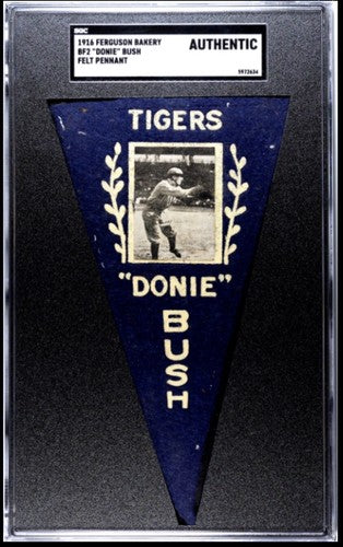 1916 Ferguson Bakery BF2 Donie Bush Blue Felt Pennant SGC Authentic Coa Tigers