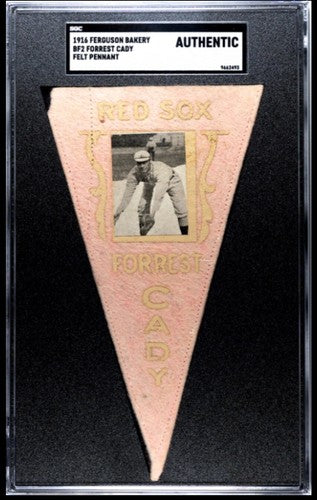1916 Ferguson Bakery BF2 Forrest Cady Pink Felt Pennant SGC Authentic Red Sox