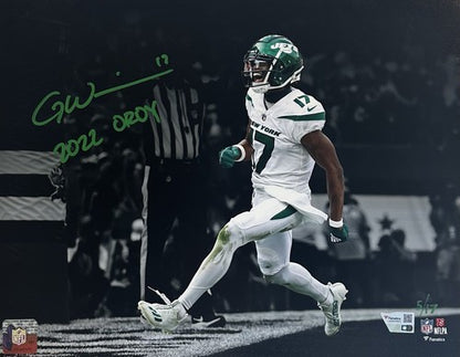 Garrett Wilson Signed 11x14 Framed Photo Jets 2022 OROY Rookie Auto /17 Fanatics