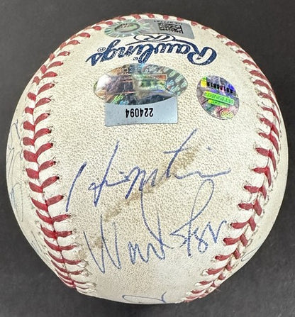 Yankees Team Signed 10 K Win Game Used Baseball Derek Jeter Rivera Steiner Auto