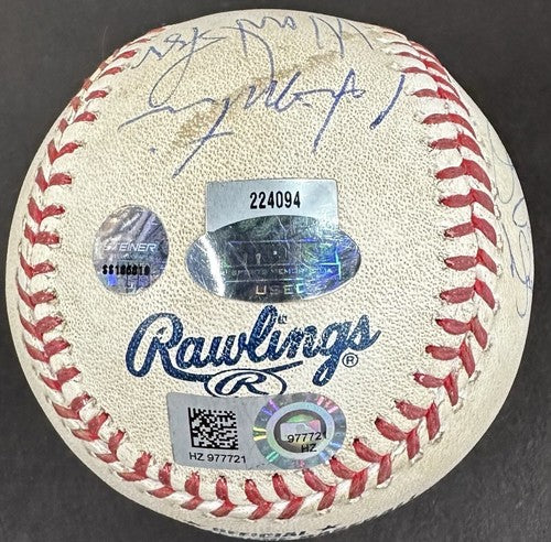 Yankees Team Signed 10 K Win Game Used Baseball Derek Jeter Rivera Steiner Auto