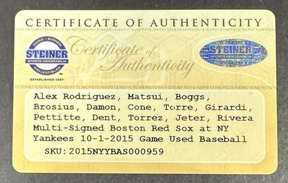 Yankees Team Signed 10 K Win Game Used Baseball Derek Jeter Rivera Steiner Auto