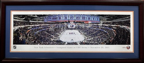 NY Islanders Team Signed Framed UBS Pano Photo Denis Potvin Billy Smith Auto PSA