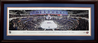 NY Islanders Team Signed Framed UBS Pano Photo Denis Potvin Billy Smith Auto PSA