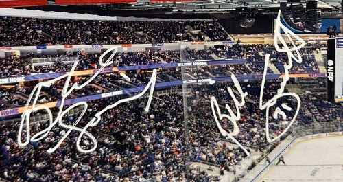 NY Islanders Team Signed Framed UBS Pano Photo Denis Potvin Billy Smith Auto PSA