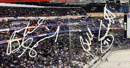 NY Islanders Team Signed Framed UBS Pano Photo Denis Potvin Billy Smith Auto PSA