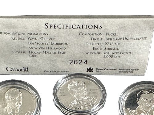 2009 ROYAL CANADIAN MINT HOCKEY HALL OF FAME NICKEL SET Wayne Gretzky HOF /5000