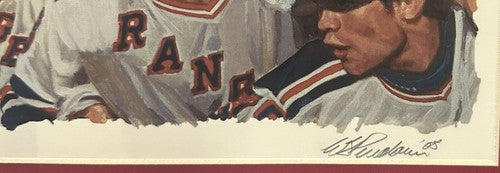 1994 Stanley Cup NY Rangers Litho Photo Framed Bill Purdom Signed Mark Messier