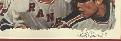 1994 Stanley Cup NY Rangers Litho Photo Framed Bill Purdom Signed Mark Messier