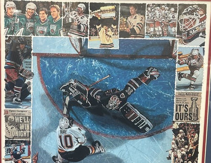 1994 Stanley Cup NY Rangers Litho Photo Framed Bill Purdom Signed Mark Messier