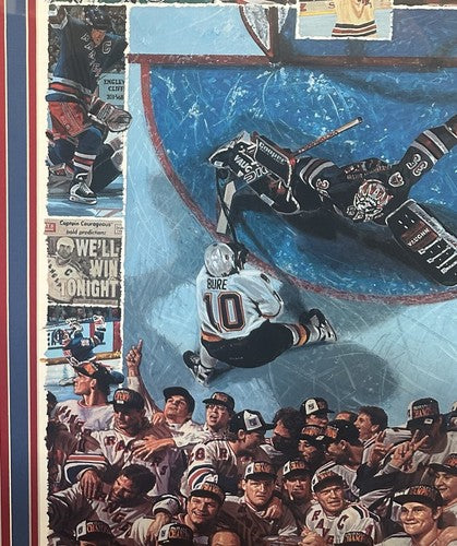 1994 Stanley Cup NY Rangers Litho Photo Framed Bill Purdom Signed Mark Messier