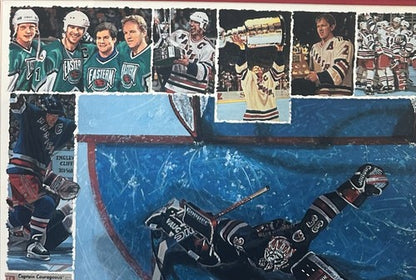 1994 Stanley Cup NY Rangers Litho Photo Framed Bill Purdom Signed Mark Messier