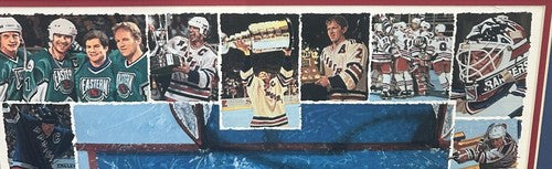 1994 Stanley Cup NY Rangers Litho Photo Framed Bill Purdom Signed Mark Messier