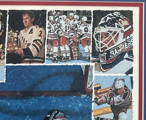 1994 Stanley Cup NY Rangers Litho Photo Framed Bill Purdom Signed Mark Messier