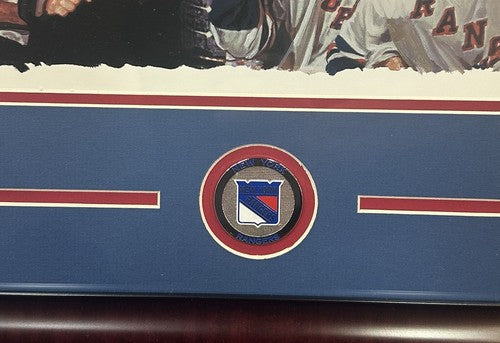 1994 Stanley Cup NY Rangers Litho Photo Framed Bill Purdom Signed Mark Messier
