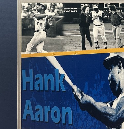 Hank Aaron Signed 16x20 Framed Career 715 Photo Braves Auto Steiner COA HOF