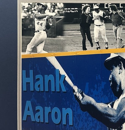 Hank Aaron Signed 16x20 Framed Career 715 Photo Braves Auto Steiner COA HOF
